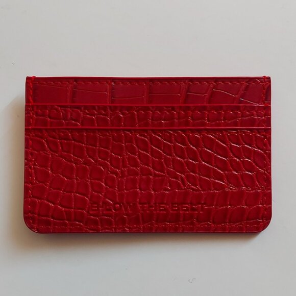 Crocodile (faux) Card Case - Burgundy - Picture 2 of 6